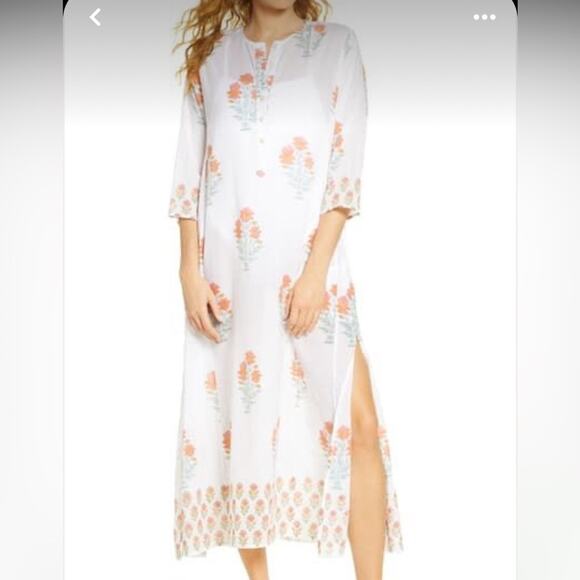 NEW Roberta Roller Rabbit Borem Border Maxi Dress $228 Kurta Caftan boho XS - Picture 1 of 16